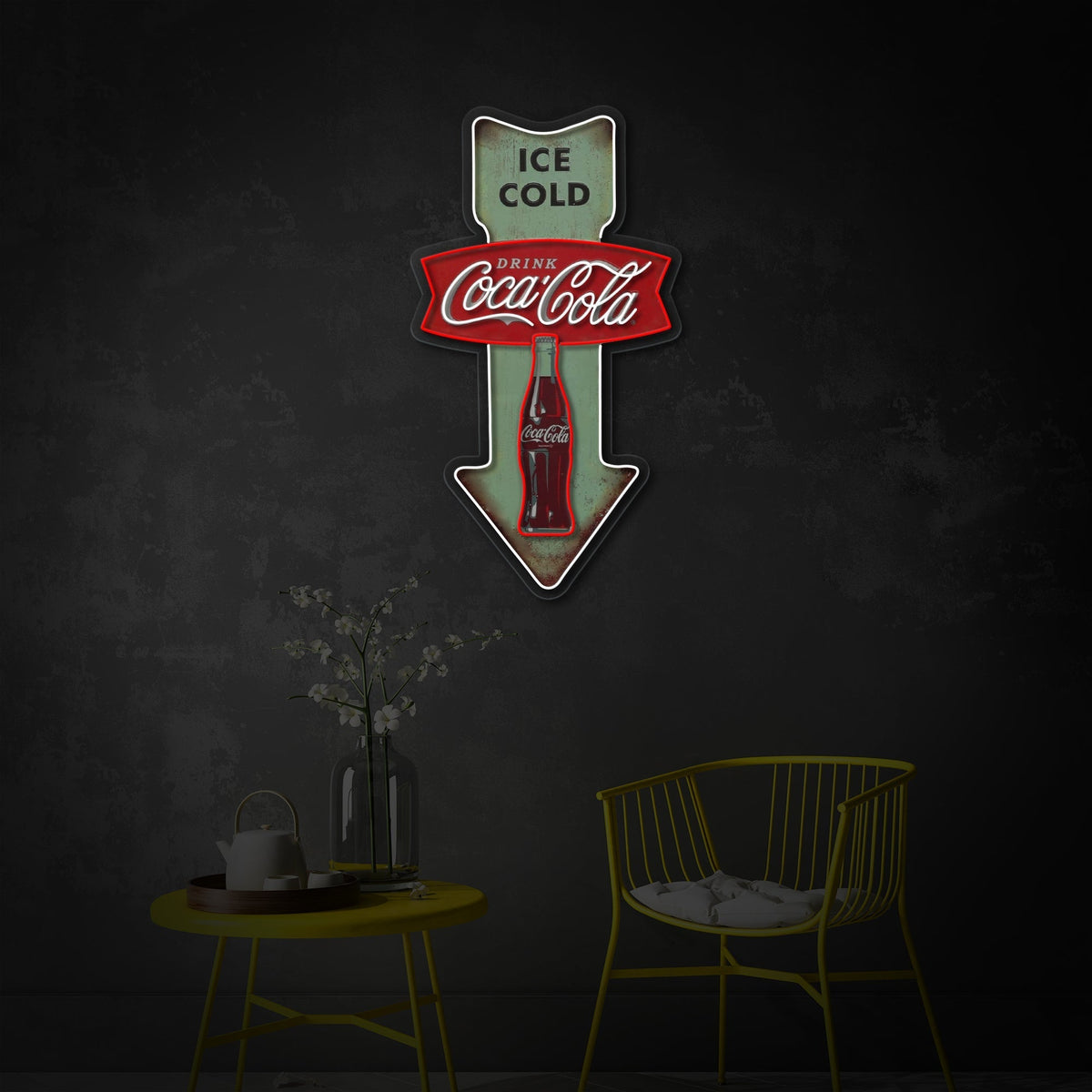 Retro Cola Arrow LED Neon Sign | Diner Wall Art