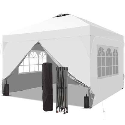 Ainfox 8ft x 8ft Pop Up Canopy Beach Tent with Four Removable Sidewalls for Events, Parties, Camping
