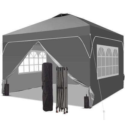 Ainfox 8ft x 8ft Pop Up Canopy Beach Tent with Four Removable Sidewalls for Events, Parties, Camping