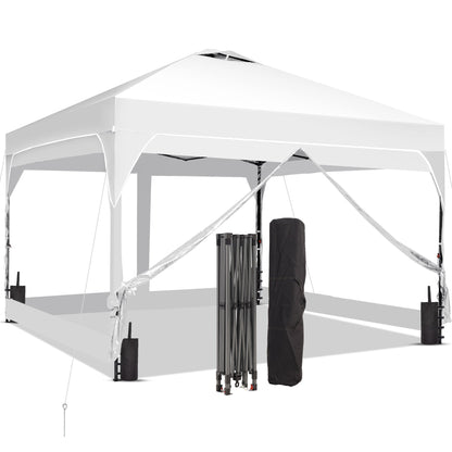 Ainfox 8ft x 8ft Pop Up Canopy Beach Tent with 4 Removable Clear PVC Sidewalls for Events, Parties, Camping