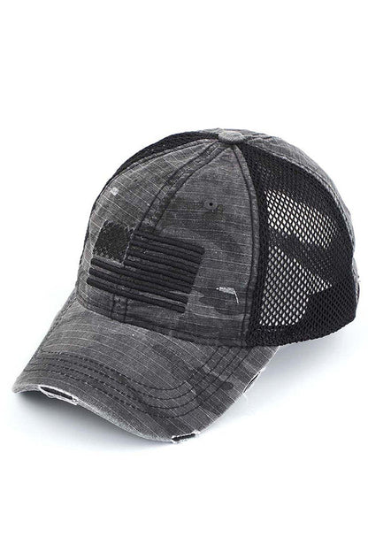 C.C Women's American Flag Embroidery Camo Baseball Cap 4th of July