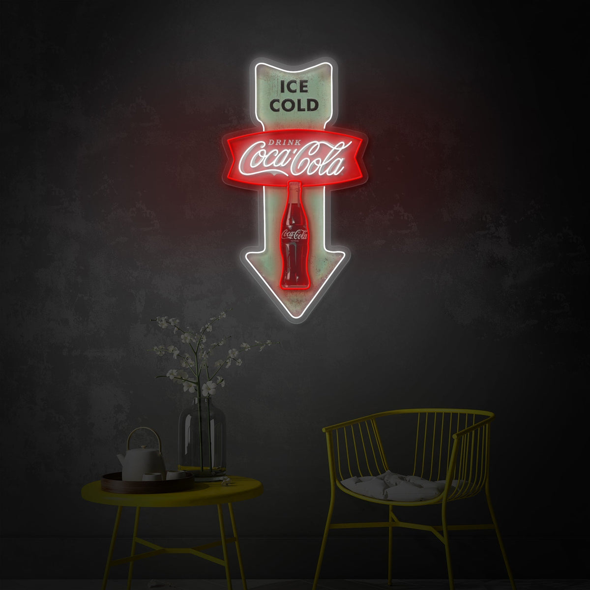 Retro Cola Arrow LED Neon Sign | Diner Wall Art