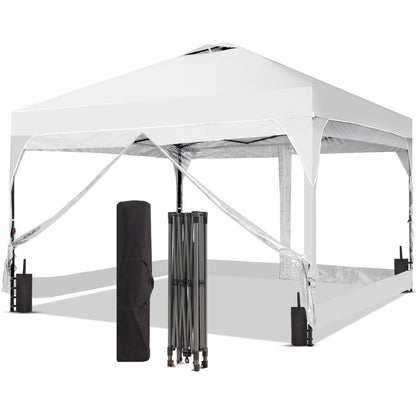 Ainfox 8ft x 8ft Pop Up Canopy Beach Tent with 4 Removable Clear PVC Sidewalls for Events, Parties, Camping